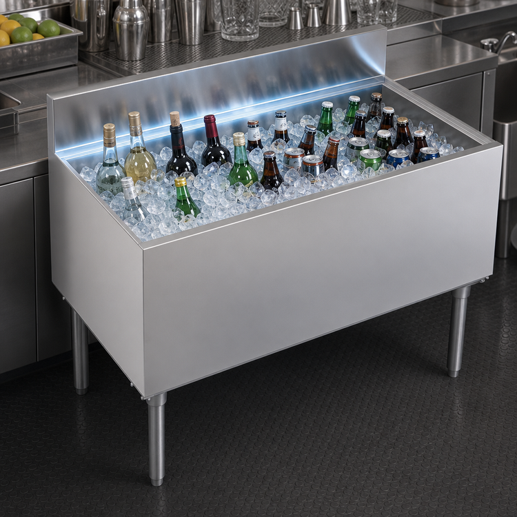 Product image #3 for Krowne Royal Series 48-Inch Underbar Ice Bin/Cocktail Unit with 10-Circuit Cold Plate, 184-Lb Capacity
