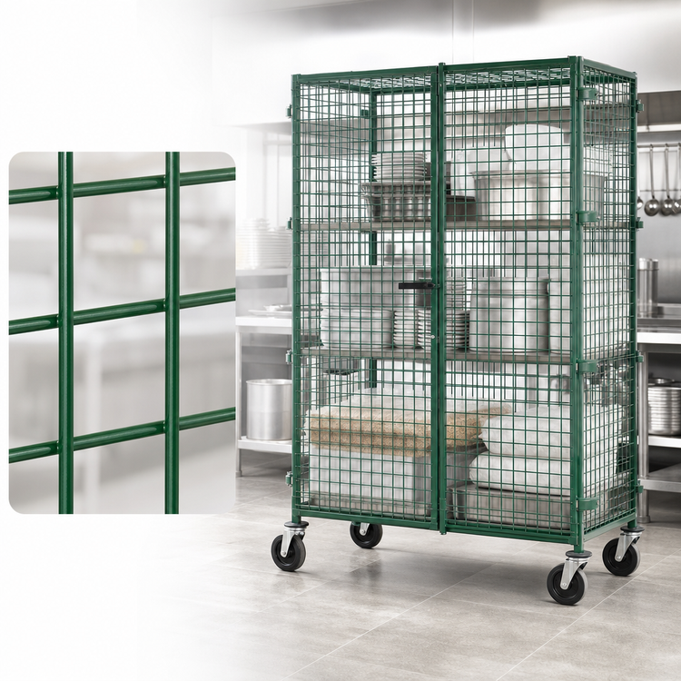Product image #3 for EagleGard Mobile Open-Wire Security Cage with 2 Doors and Casters, 39-1/4 x 27-1/4 x 69 Inches
