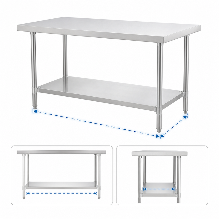 Product image #3 for Advance Tabco 54 x 18-Inch Stainless Steel Undershelf for 60 x 24-Inch Work Tables