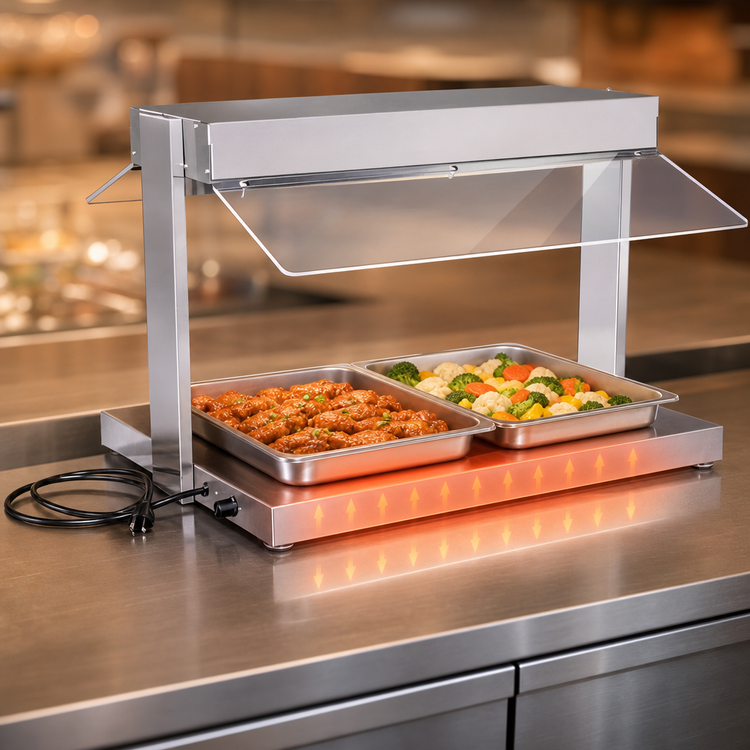 Product image #3 for BK Resources 36-Inch Double-Sided Self-Service Buffet Warmer with Heated Base and Sneeze Guards