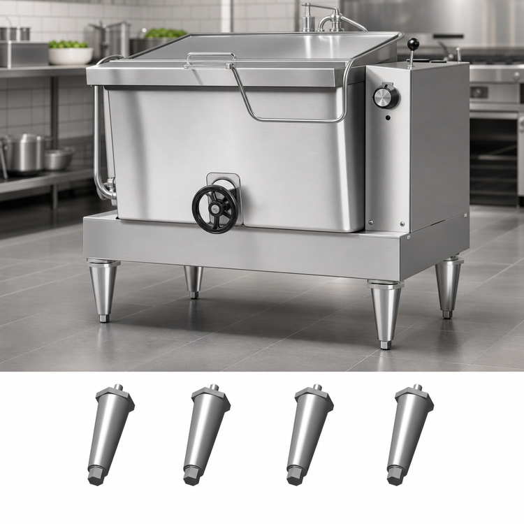 Product image #3 for Hoshizaki 4-Inch Stainless Steel Leg Package for Braising Pans and Tilt Skillets