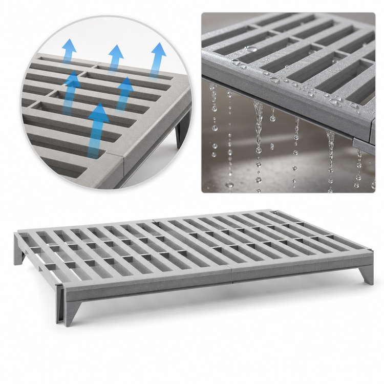 Product image #4 for Cambro Camshelving Premium Vented Polymer Shelf Kit, 24 x 72 Inches, Speckled Gray