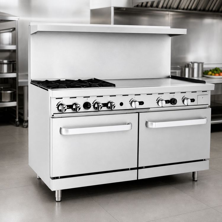 Product image #4 for CookRite 60-Inch Propane Gas Combination Range with 4 Open Burners, 36-Inch Right Griddle, and 2 Ovens