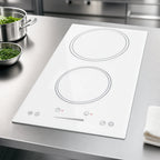 Thumbnail image #3 for Summit Commercial SINC2B231W 12-Inch 2-Burner Drop-In Induction Cooktop with Digital Touch Controls, White Glass