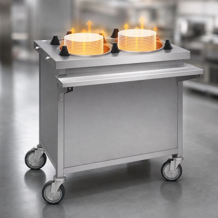 Product image #3 for Director's Choice DCS-PUD-2TH Mobile Heated Dish Dispenser with Two Tubes