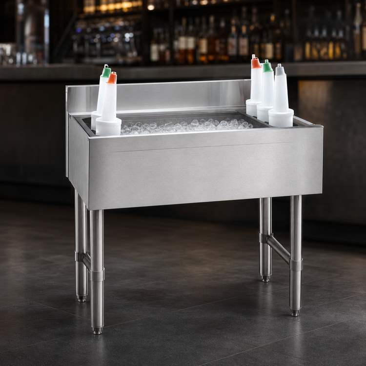 Product image #3 for Advance Tabco Underbar Basics 36-Inch Stainless Steel Cocktail Unit with 16-Inch Deep Ice Bin