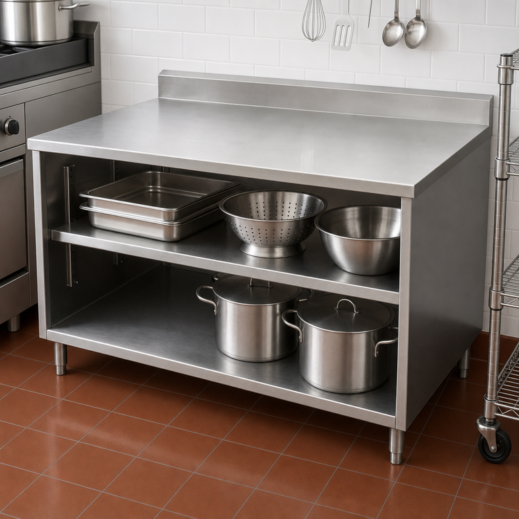 Product image #3 for BK Resources Stainless Steel Chef Table Cabinet Base, Open Front, 36 x 30 Inches, 5-Inch Riser
