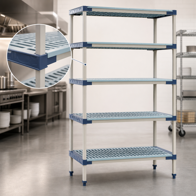 Product image #3 for MetroMax 4 5-Shelf Open Grid Starter Polymer Shelving Unit, 24 x 24 x 74 Inches