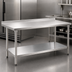 Thumbnail image #3 for Eagle Group Deluxe Series 60 in. x 36 in. 16-Gauge 300 Series Stainless Steel Work Table with 1-1/2 in. Rear Upturn and Adjustable Undershelf