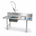 Thumbnail image #3 for BK Resources 36-Inch Straight Soiled Dish Table with Left-to-Right Operation, 20 x 20 x 8 Pre-Rinse Sink Bowl, 10-Inch Backsplash, and Galvanized Legs
