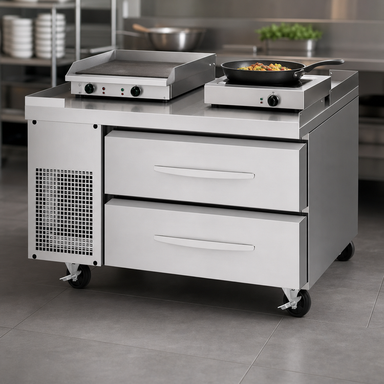 Product image #3 for Turbo Air PRO Series One-Section 36-1/8-Inch Freezer Chef Base with 2 Drawers and Stainless Steel Top