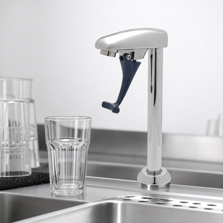 Product image #3 for T&S Brass Pedestal-Type Deck-Mount Glass Filler Faucet with Push-Back Valve and 1/2-Inch Sweat Tailpiece