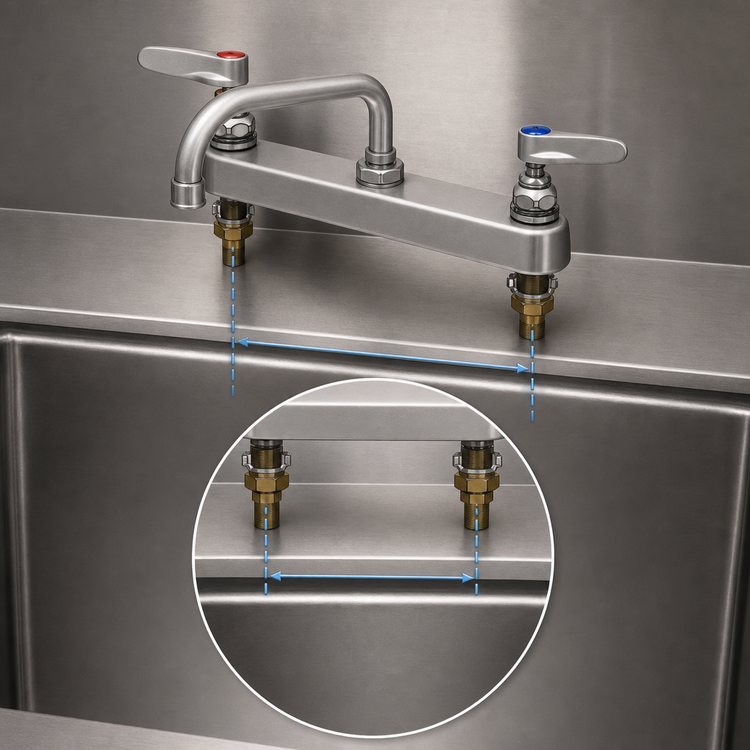 Product image #3 for T&S Brass B-1120-XS Deck-Mount Workboard Faucet with 8-Inch Centers and 6-Inch Swing Nozzle