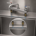 Thumbnail image #3 for T&S Brass B-1120-XS Deck-Mount Workboard Faucet, 8-Inch Centers, 6-Inch Swing Nozzle, Quarter-Turn Cartridges