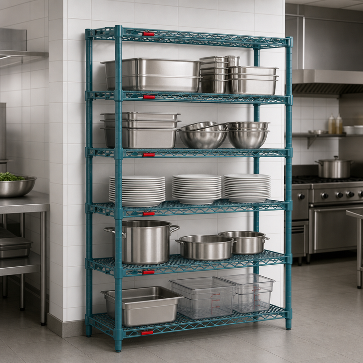 Product image #3 for EagleGard 5-Tier Stationary Starter Wire Shelving Unit, 72W x 24D x 86H, Hybrid Epoxy Finish
