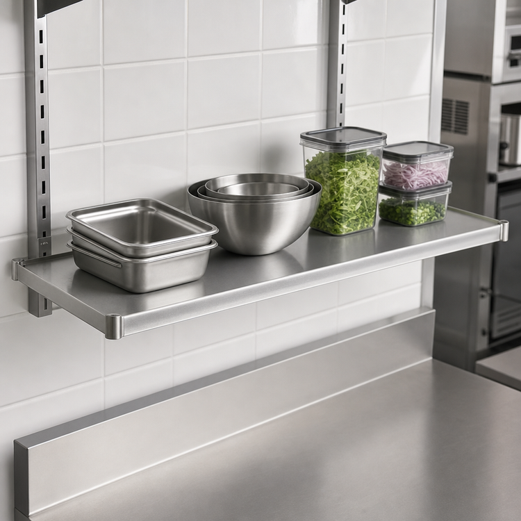 Product image #3 for Eagle Group 54-Inch x 14-Inch Solid Stainless Steel Commercial Shelf with Marine Edge
