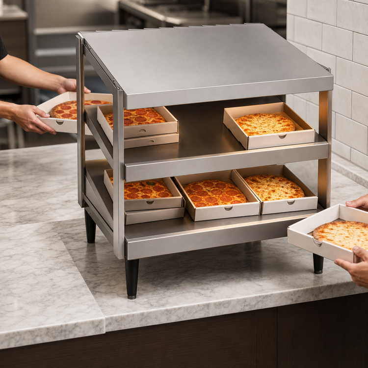 Product image #3 for Hatco Glo-Ray Countertop Pass-Thru Pizza Warmer with Double Slant Shelf and Incandescent Lighting, 24 Inch x 18 Inch
