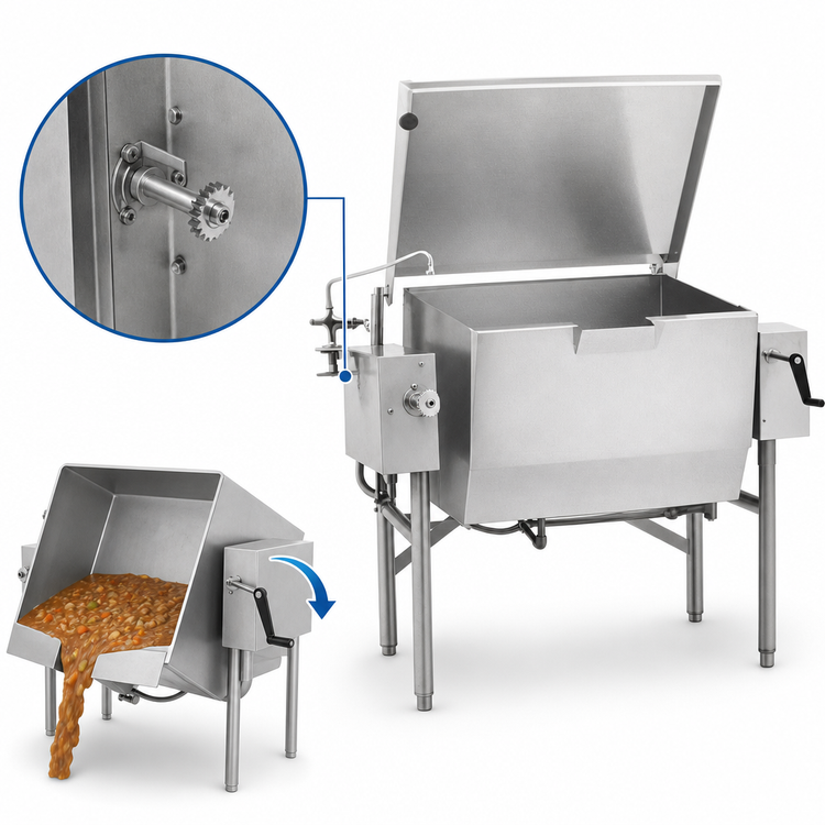 Product image #3 for Classic Wall-Mounted Gas Tilting Skillet, 30-Gallon, Manual Tilt, 90,000 BTU