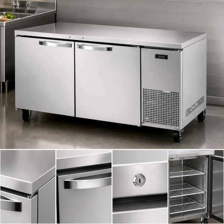 Product image #3 for True SPEC SERIES 2-Section Deep Undercounter Refrigerator, 33°F to 38°F, Self-Contained Side-Mounted, Stainless Steel