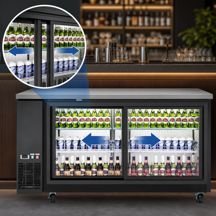 Product image #3 for Migali 60.75-Inch Back Bar Refrigerator with 2 Sliding Glass Doors