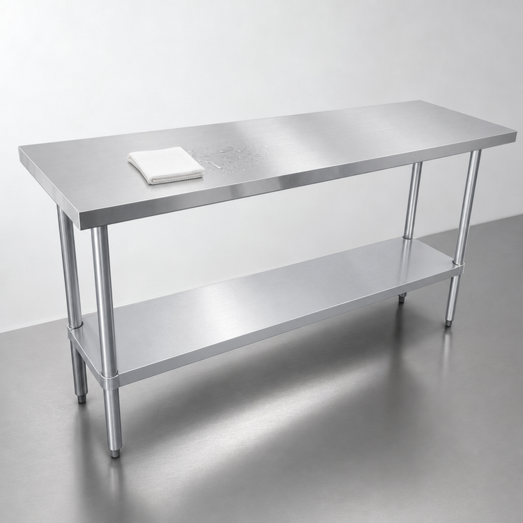 Product image #3 for Sapphire 60-Inch x 14-Inch Flat Top Stainless Steel Worktable with Galvanized Legs and Undershelf
