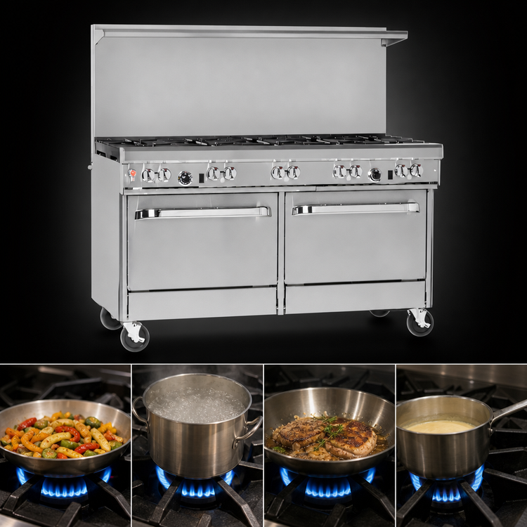 Product image #3 for Southbend Ultimate 60-Inch Commercial Gas Restaurant Range with 4 Open Burners, 24-Inch Griddle, Convection Oven and Cabinet Base