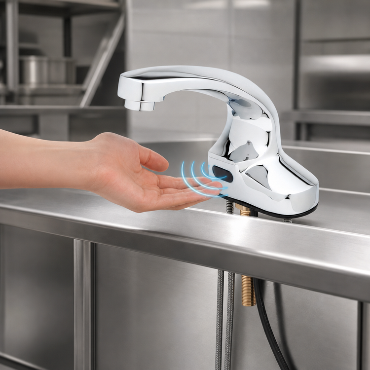 Product image #3 for T&S Brass ChekPoint™ Electronic Sensor Faucet with Rigid Spout, 4-Inch Deck Mount, 0.5 GPM