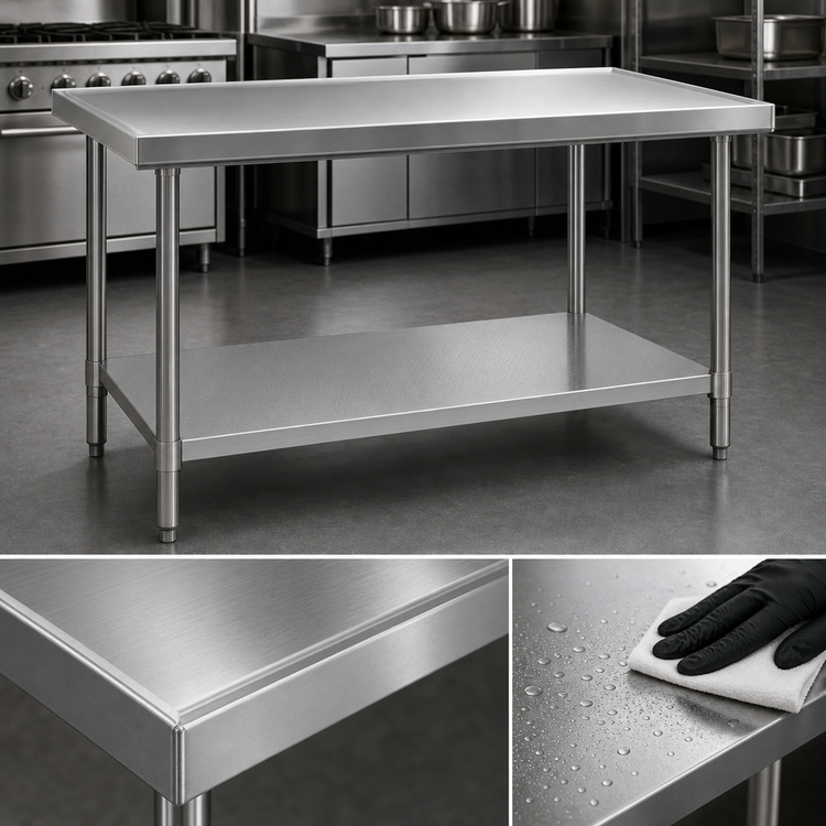 Product image #3 for Eagle Spec-Master Marine Series Stainless Steel Work Table with Adjustable Galvanized Undershelf, 84 x 24 Inches