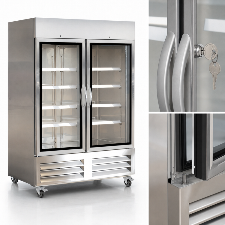 Product image #3 for IKON Refrigeration IB54FG Two-Section Glass Door Bottom-Mount Reach-In Freezer, 43.9 Cu. Ft.