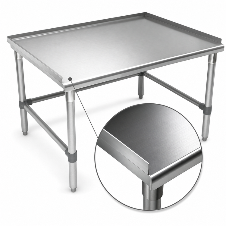 Product image #3 for John Boos 48-Inch x 24-Inch Stainless Steel Equipment Stand, 24-Inch High, 16-Gauge Top with Turned-Up Back and Sides