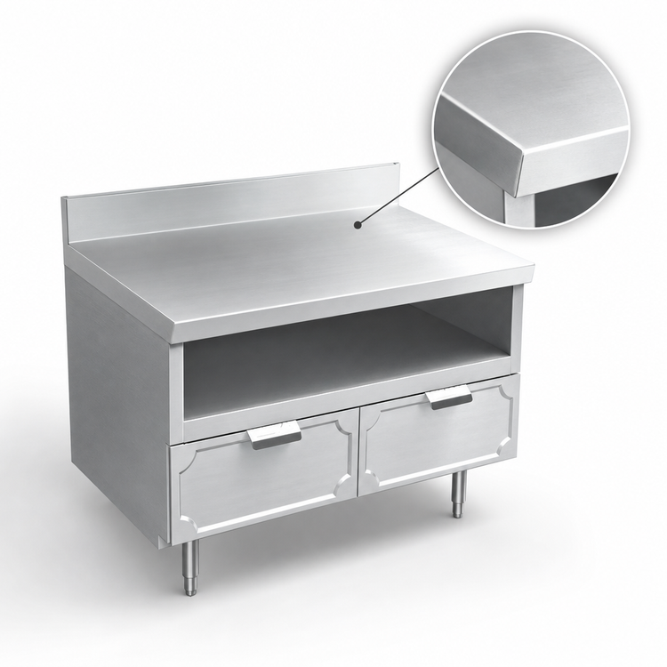 Product image #3 for La Rosa 18 Inch x 28 Inch Utility Stand Dry-Drawer Base with Undershelf, Stainless Steel Top and Rear Splash