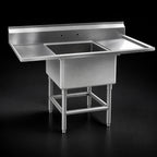Thumbnail image #3 for Eagle Group Spec-Master FN2424-1-18R-14/3 14-Gauge 304 Stainless Steel One-Compartment Sink, 24 x 24 x 14 in Bowl, Right Drainboard