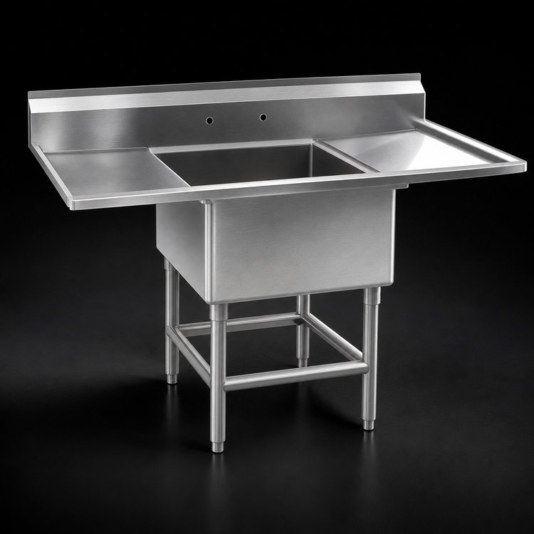 Product image #3 for Spec-Master FN Series One-Compartment Stainless Steel Sink with 18-Inch Right Drainboard and 24 x 24 x 14 Inch Bowl