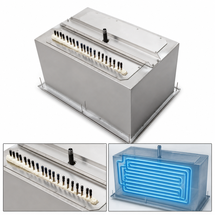 Product image #4 for John Boos Drop-In Stainless Steel Ice Bin with 10-Circuit Cold Plate and Sliding Lid