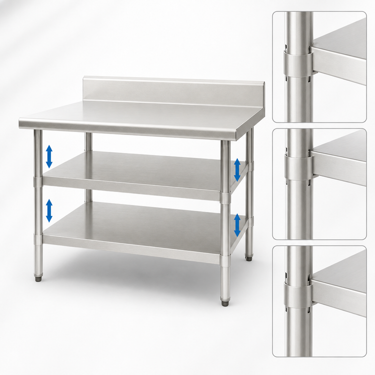 Product image #3 for Eagle Group 48"W x 30"D Adjustable Galvanized Work Table Undershelf for Uni-Lok Hat Channel Frame Tables