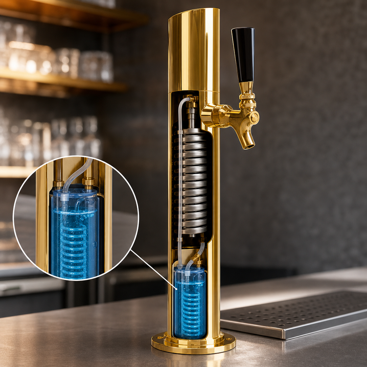 Product image #3 for Skyline 1-Faucet Countertop Glycol-Cooled Draft Beer Tower with PVD Brass Finish