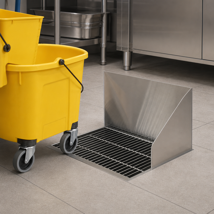 Product image #3 for Advance Tabco Flush-With-Floor Recessed Mop Sink with 21-3/8 x 24 x 10 Inch Bowl and Stainless Steel Subway Grating