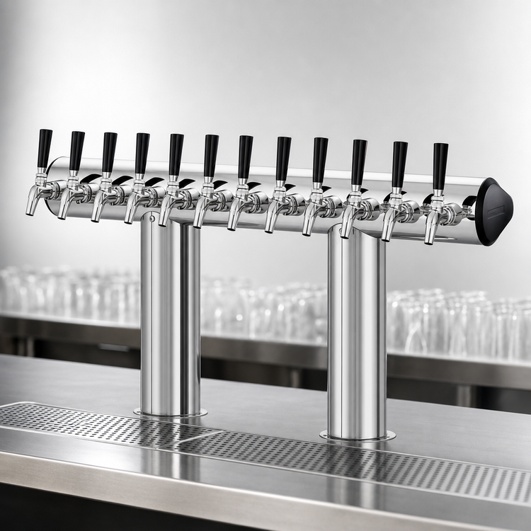 Product image #3 for Perlick Winged Bridge Countertop Glycol-Cooled Draft Tower, 12 Faucets, Stainless Steel