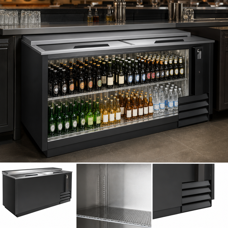 Product image #3 for Serv-Ware 64-Inch Bottle Cooler, Black Painted Steel Exterior, Stainless Steel Interior, 17.2 Cu. Ft., 115V