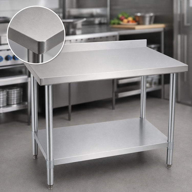 Product image #3 for BK Resources 60" x 30" Stainless Steel Work Table with 1-1/2" Rear Riser and Undershelf