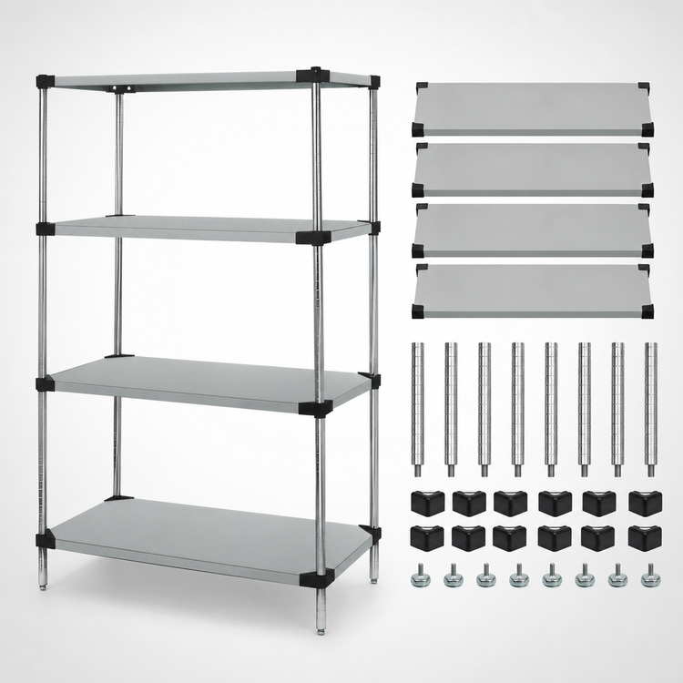 Product image #3 for Quantum 4-Shelf Solid Stainless Steel Shelving Starter Kit, 60 x 14 x 63 Inches