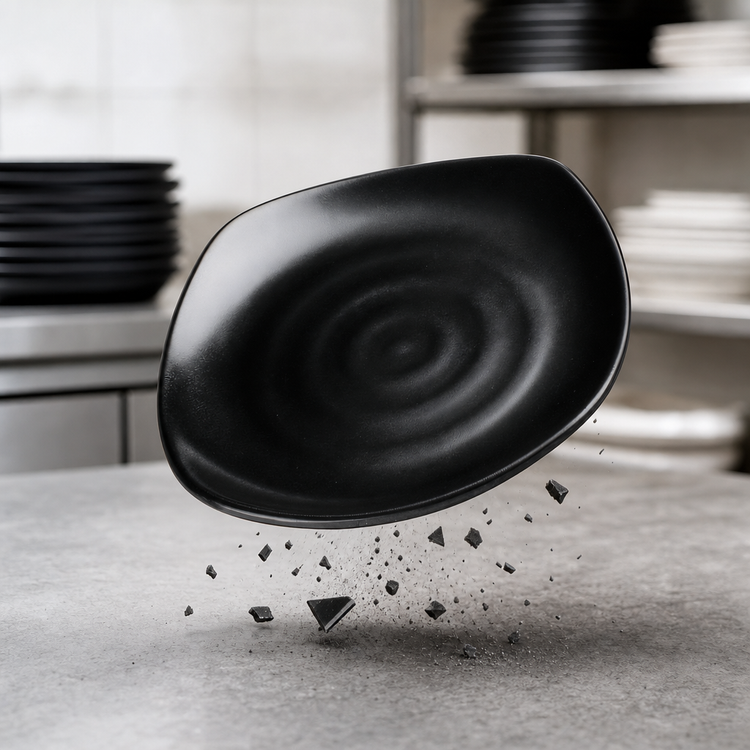 Product image #4 for Ardesia Rika 9-3/4-Inch Square Black Melamine Plate, 24/Case