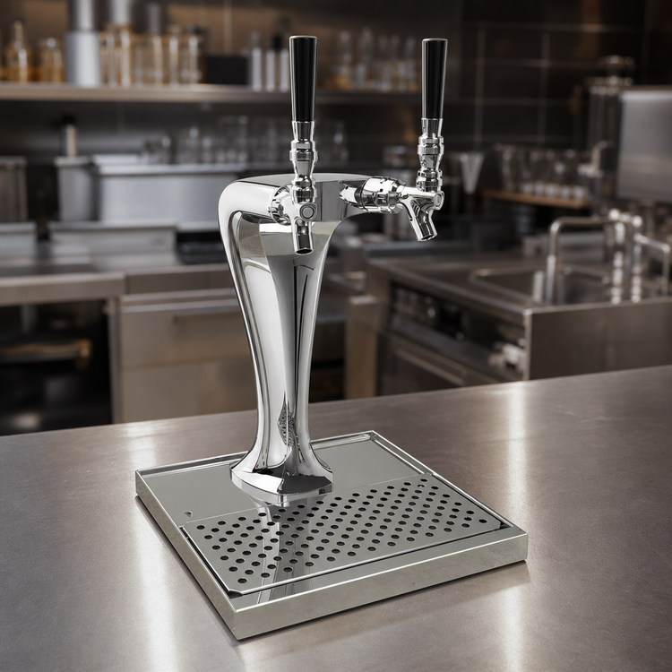 Product image #3 for Glastender Cobra 2-Faucet Countertop Glycol-Cooled Draft Dispensing Tower, Polished Chrome Finish