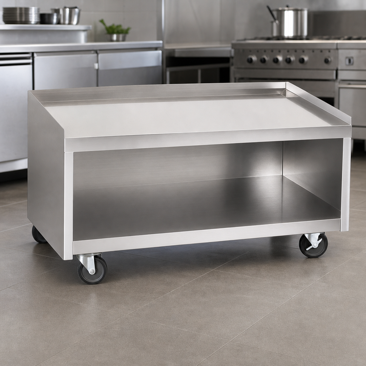 Product image #3 for La Rosa 86-Inch x 28-Inch Mobile Stainless Steel Equipment Stand with Open Cabinet Base