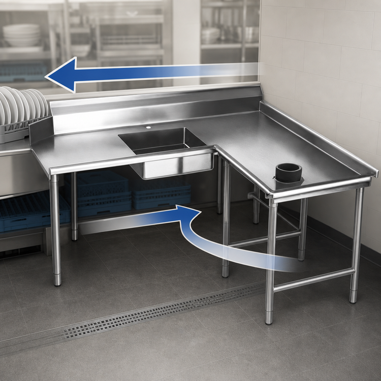 Product image #3 for Eagle Group 84-Inch Right-To-Left Island Soiled Dishtable with 20 x 20 x 5 Pre-Rinse Sink