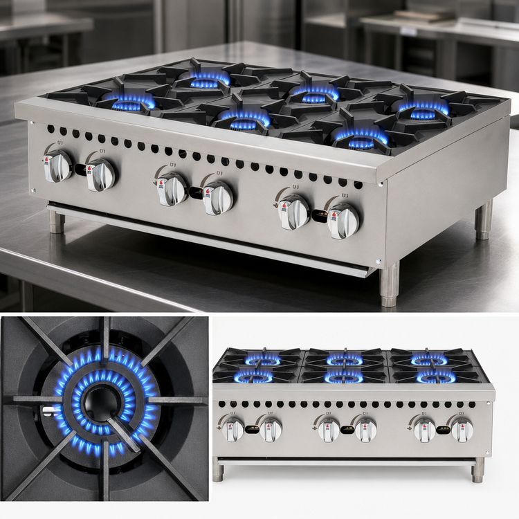 Product image #3 for Migali Competitor Series® 36-Inch Countertop 6-Burner Heavy-Duty Gas Hot Plate