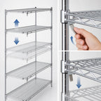 Thumbnail image #3 for Metro Super Erecta 5AA517C 5-Shelf Chrome Super Adjustable Wire Add-On Shelving Unit, 24"W x 24"D x 74"H