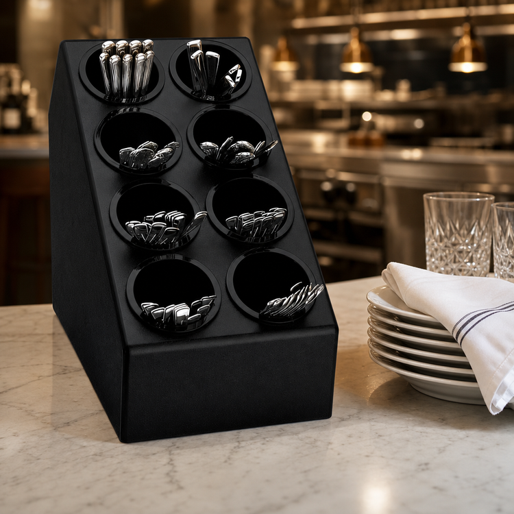 Product image #3 for Dispense-Rite CTSH-8BT Countertop 8-Compartment Silverware Organizer with Inserts