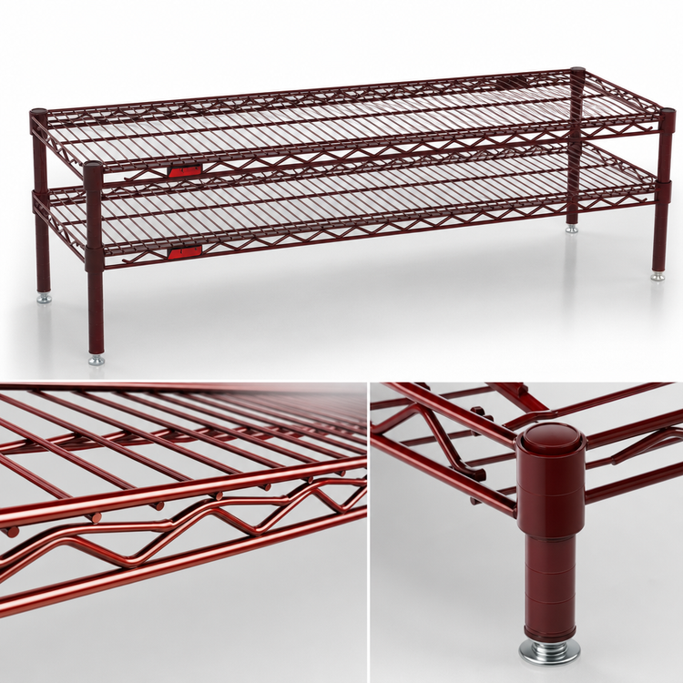 Product image #3 for Eagle Group QuadTruss 48-Inch Wide 2-Tier Front Case Merchandise Wire Shelving Unit, Red Epoxy
