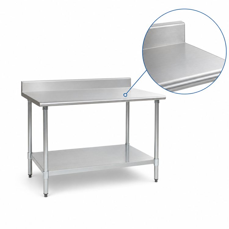 Product image #3 for Eagle BlendPort Budget Series 72-Inch x 30-Inch 430 Stainless Steel Work Table with 4-1/2-Inch Backsplash and Undershelf